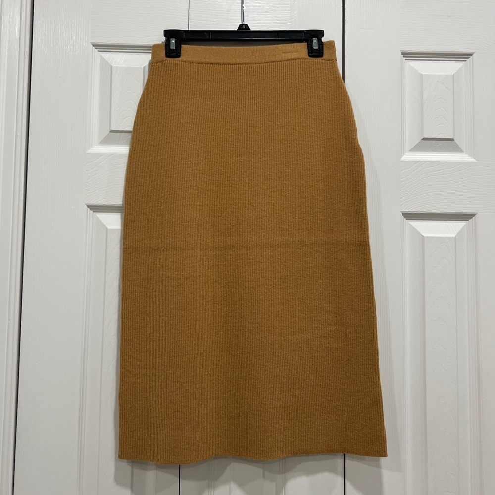 Roolee Mustard Midi Knit Skirt